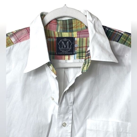 Mettlers American Mercantile Men’s Sz 2XL White Plaid Trim Button Down Shirt - Picture 2 of 5